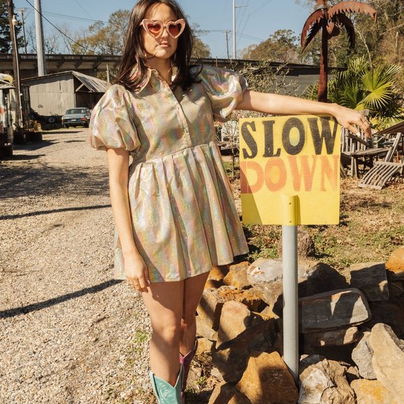 Queen of Sparkles Gold Mini Sequin Collar Dress - Picture 3 of 9